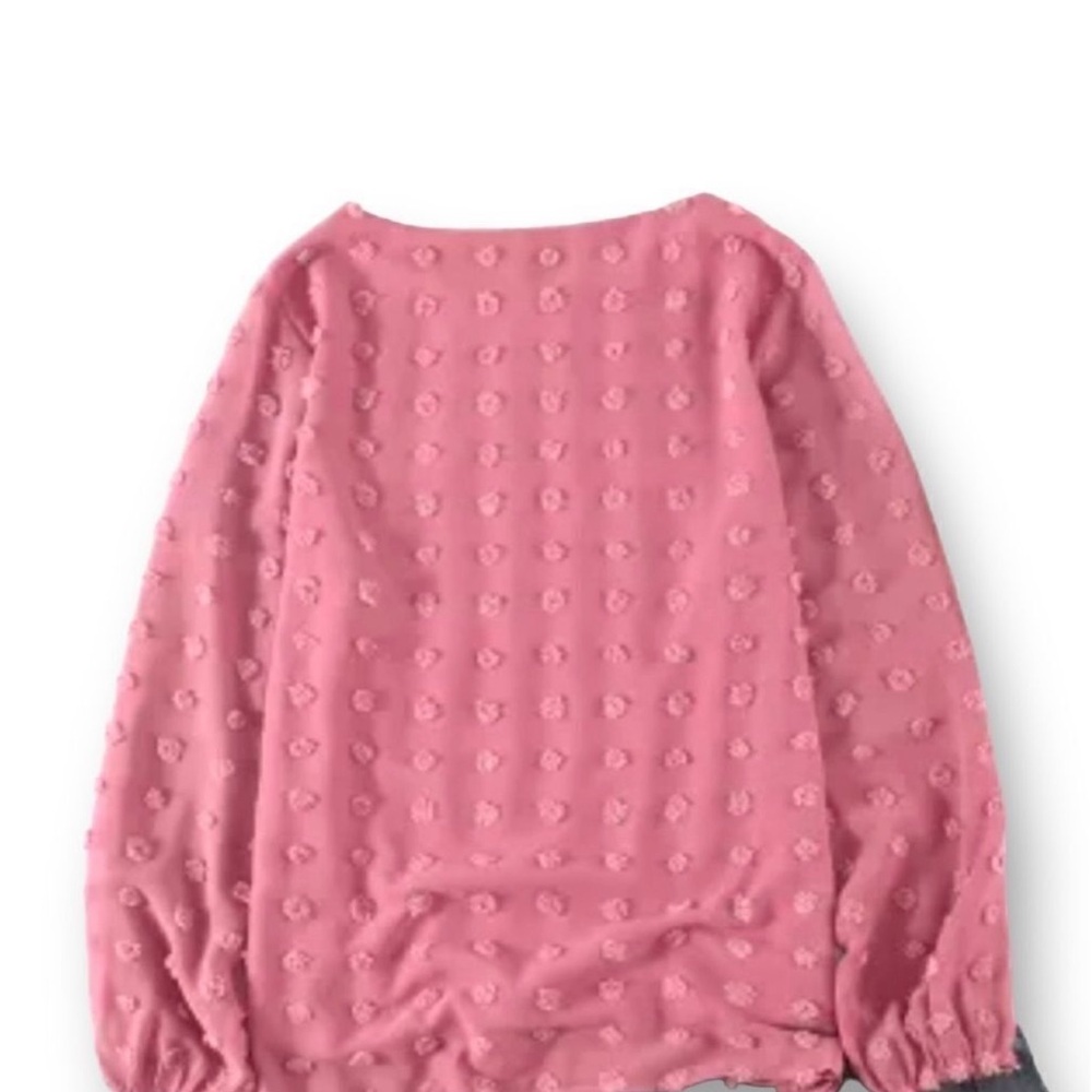 💐 PINK SWISS DOT PUFFED LONG SLEEVE TOP - Picture 6 of 11